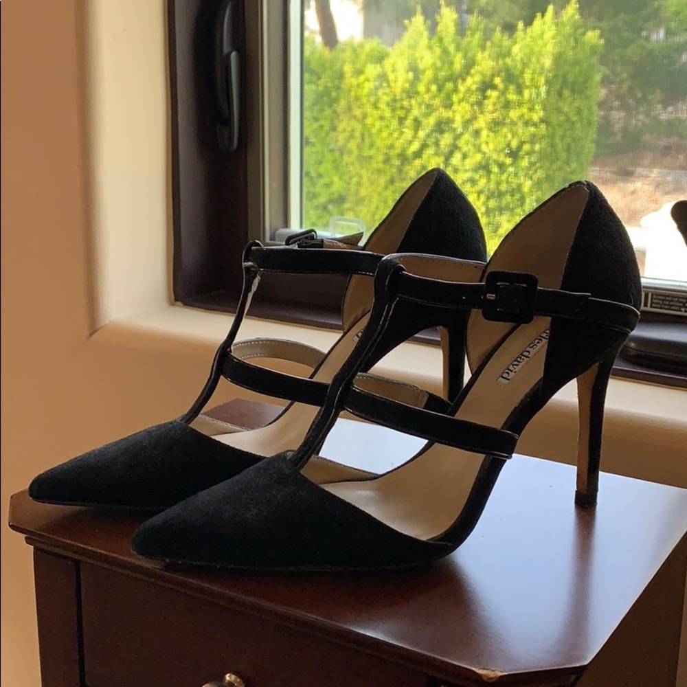 Charles David black suede and patent pumps
